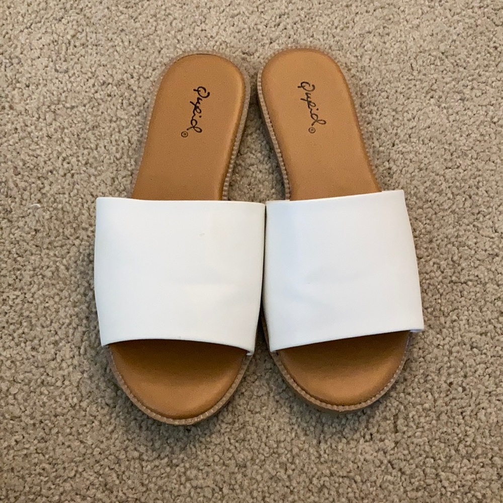 White and tan sandals